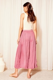 Friends Like These Rose Pink Soft Crinkle Satin Midi Skirt - Image 4 of 4