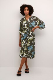 Kaffe Black Ekua 3/4 Sleeve Midi Dress - Image 1 of 6