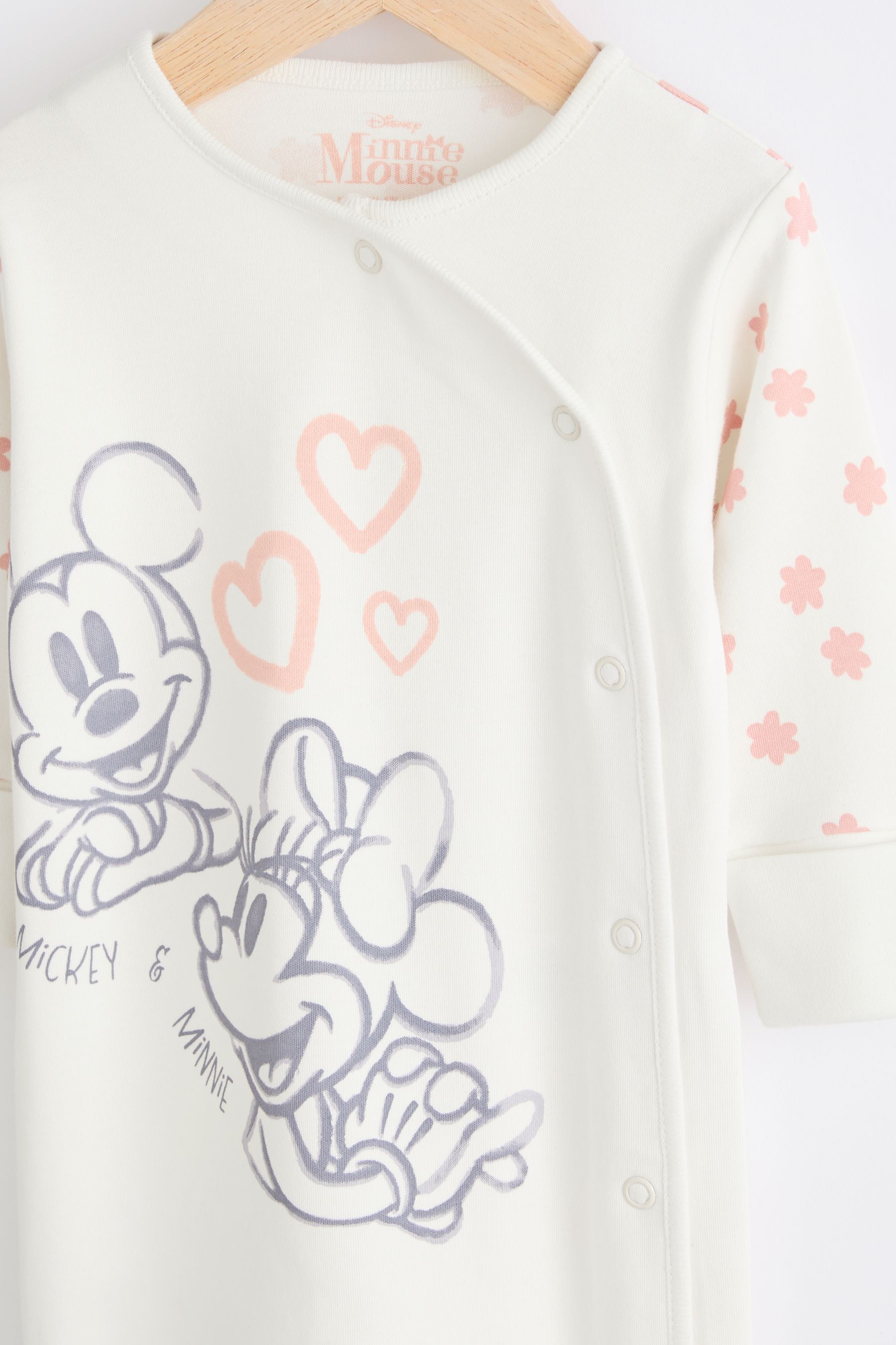 Buy Pink Cream Minnie Mouse License Baby Sleepsuit and Bib Set 0mths 2yrs from the Next UK online shop
