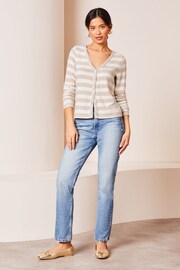 Lipsy Camel Striped Button Through Cardigan - Image 3 of 4