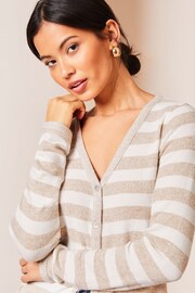 Lipsy Camel Striped Button Through Cardigan - Image 4 of 4