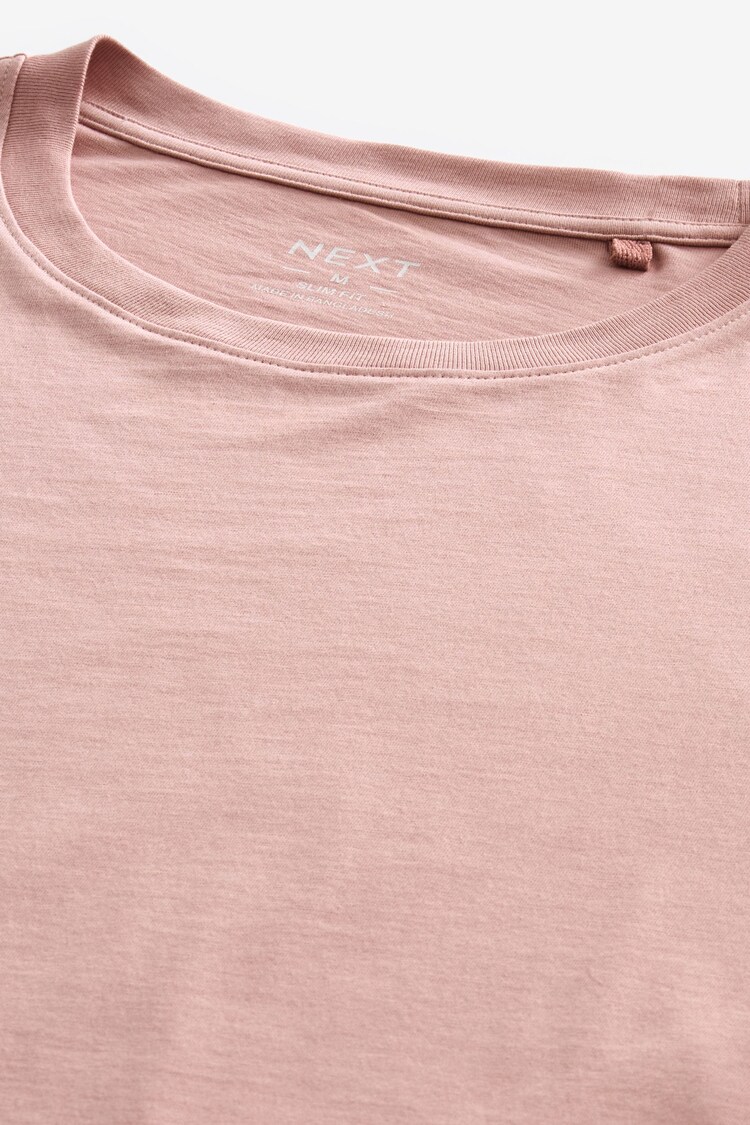 Pink Slim Fit Essential Crew Neck T-Shirt - Image 6 of 7