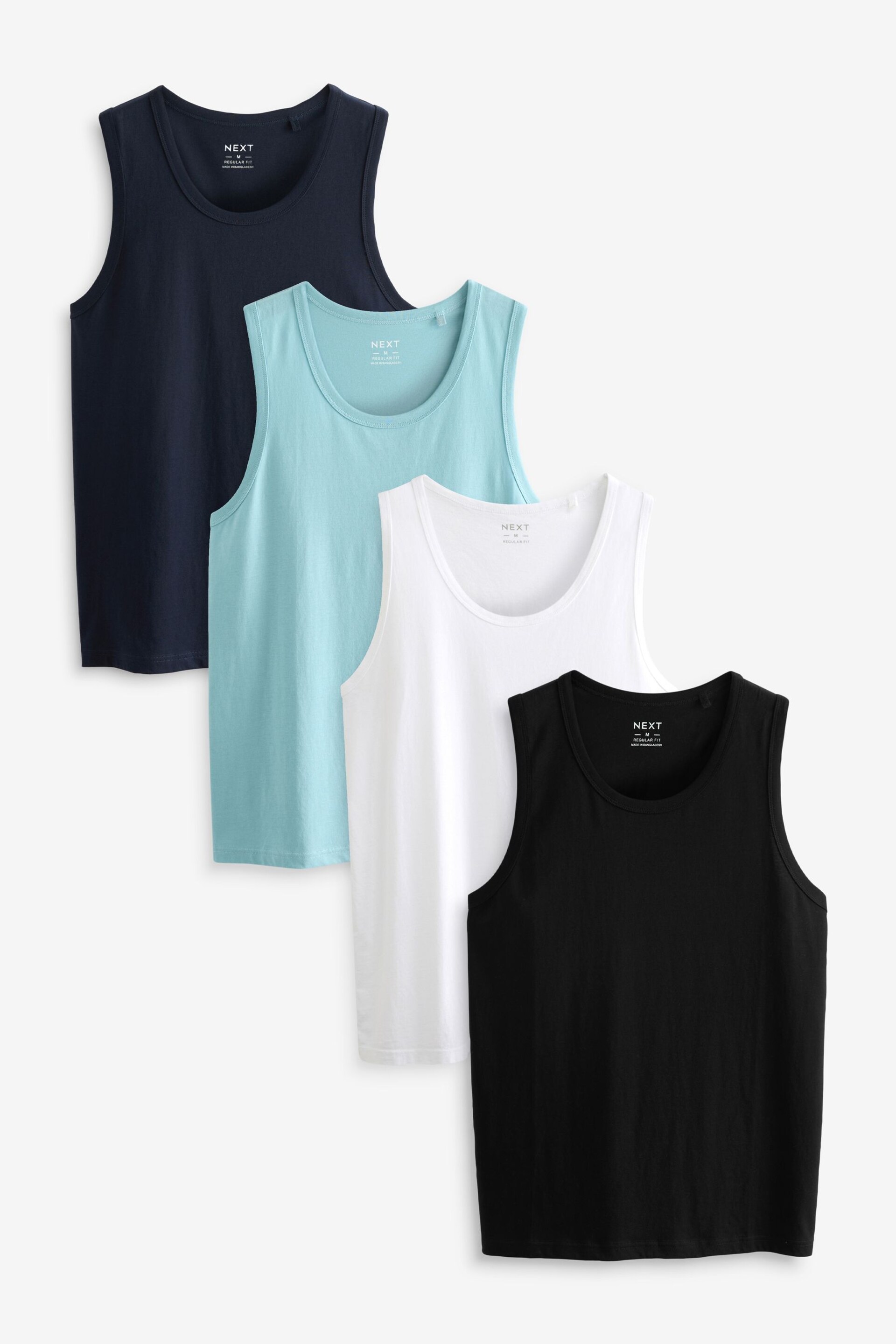 Black/Navy/White/Blue Vests 4 Pack - Image 1 of 14