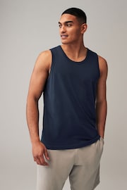 Black/Navy/White/Blue 100% Cotton Vests 4 Pack - Image 9 of 14