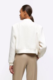 River Island Cream Chrome Boucle Tailored Bomber Jacket - Image 2 of 5