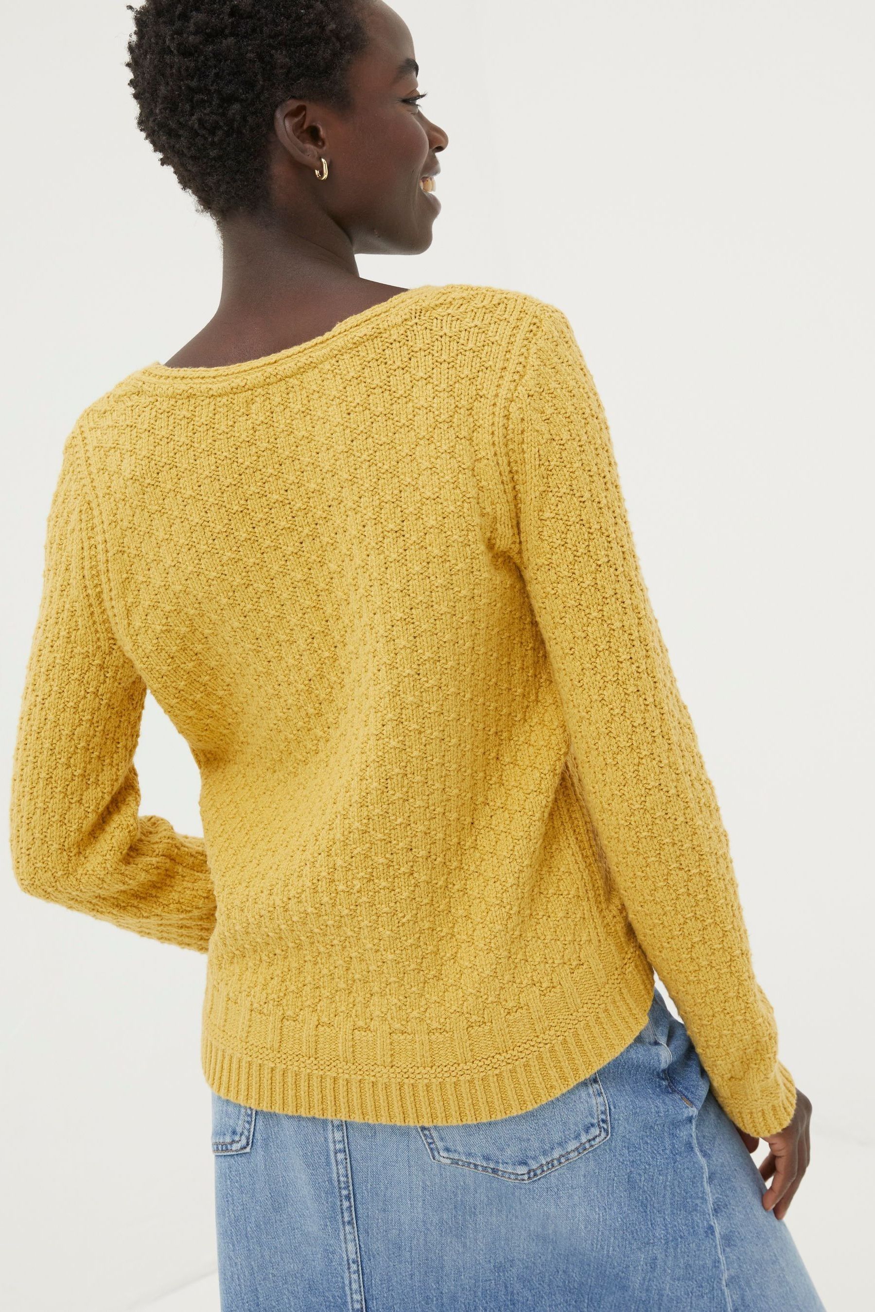 Yellow v neck jumper top