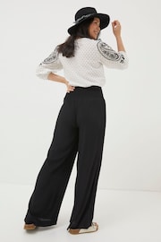 FatFace Black Shirred Wide Leg Palazzo Trousers - Image 2 of 6