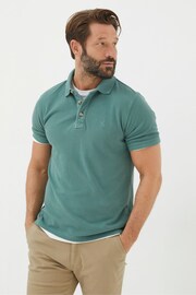 FatFace Green Pique Polo Shirt - Image 1 of 4