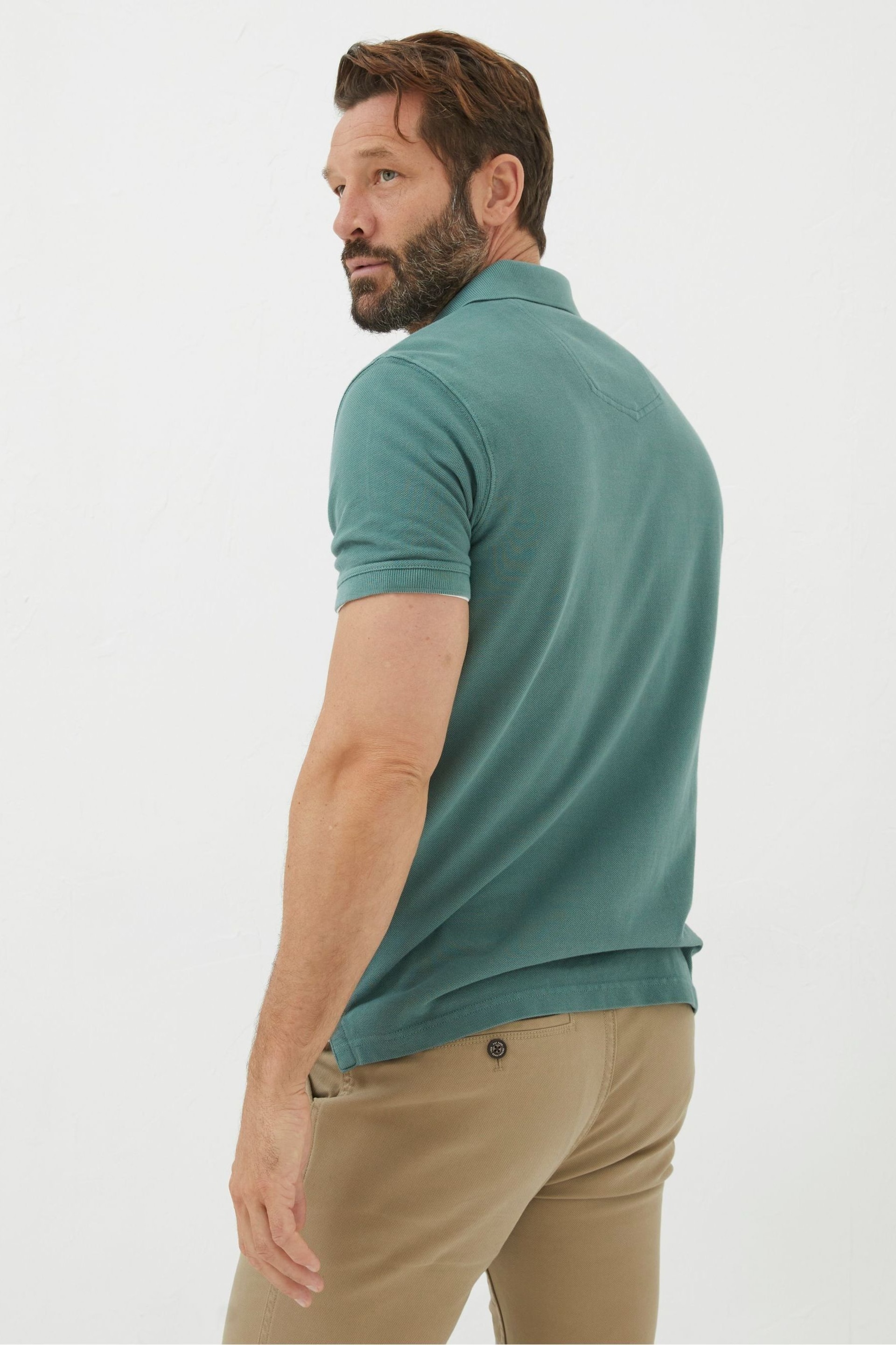 FatFace Green Pique Polo Shirt - Image 2 of 4