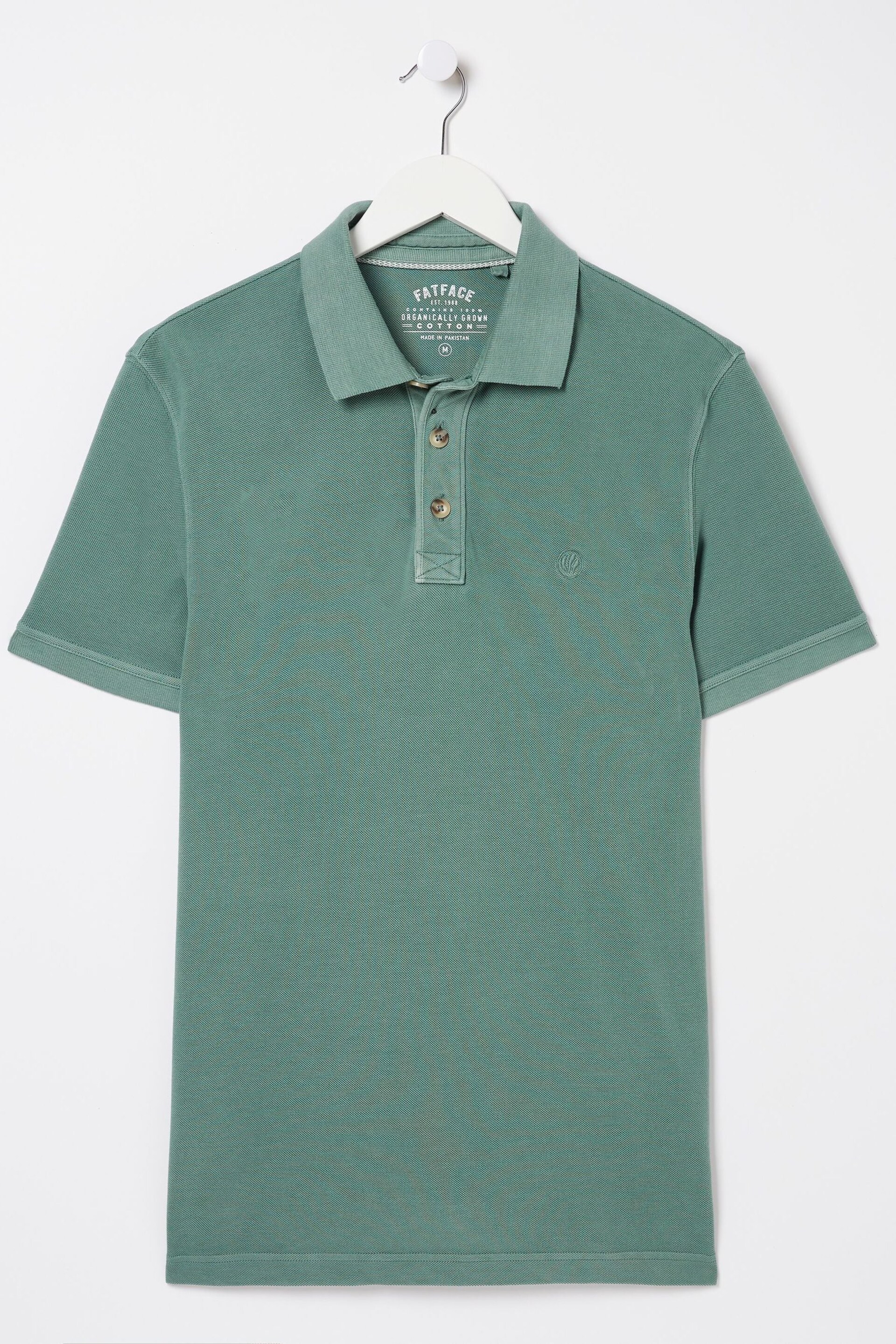 FatFace Green Pique Polo Shirt - Image 4 of 4