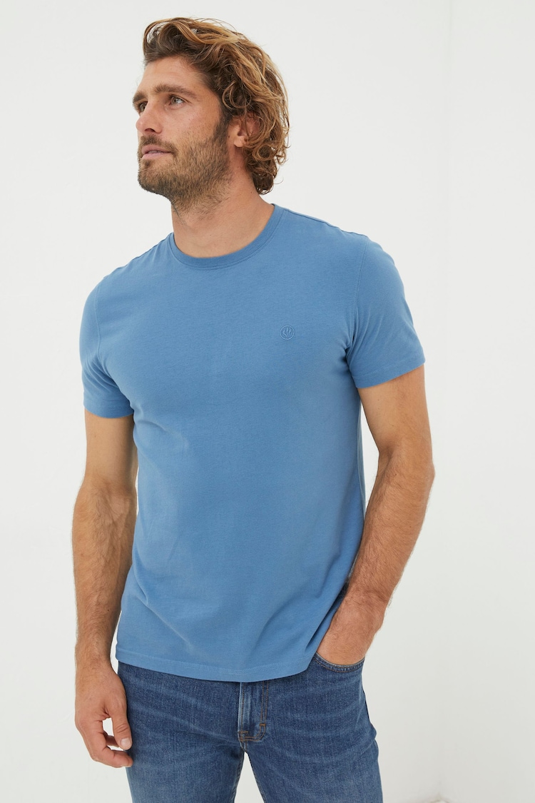 FatFace Lulworth Mid Blue Crew T-Shirt - Image 1 of 5