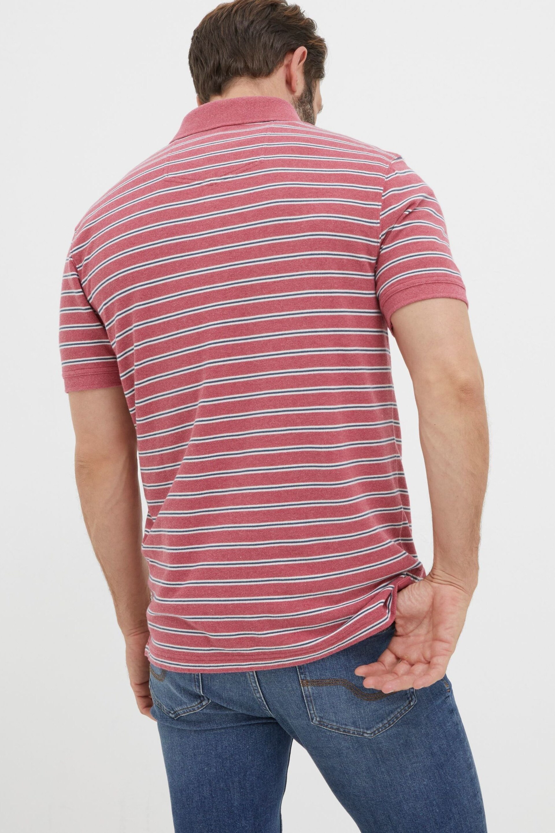 FatFace Pink Stripe Polo Shirt - Image 2 of 5