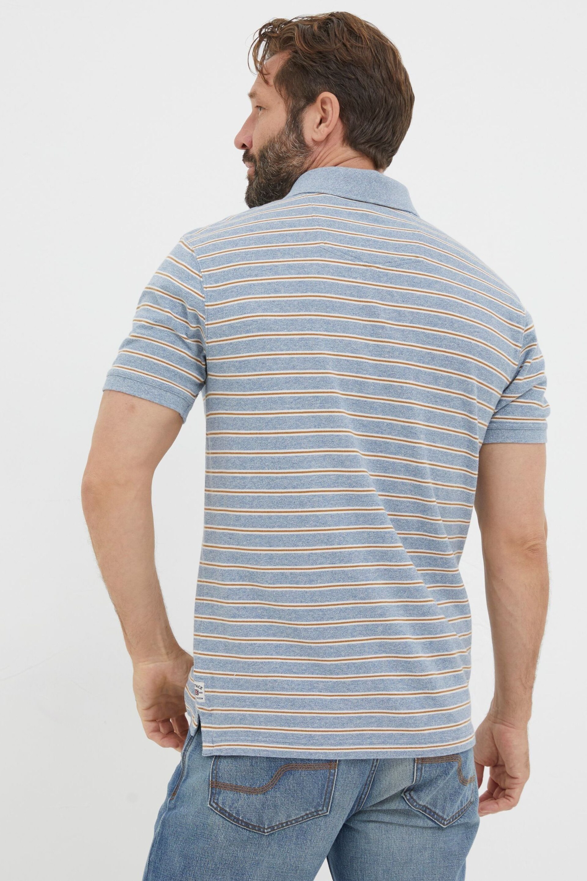 FatFace Blue Stripe Polo Shirt - Image 2 of 5