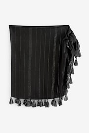 Black Sparkle Mini Length Sarong Beach Skirt Cover-Up - Image 5 of 6