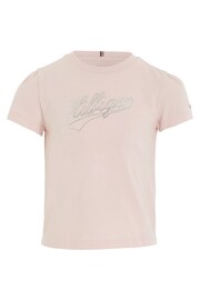 Tommy Hilfiger Pink Hilfiger Script T-Shirt - Image 1 of 3