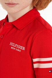 Tommy Hilfiger Red Monotype Polo Top - Image 3 of 6