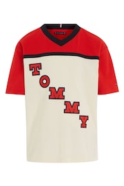 Tommy Hilfiger White Varsity 100% Cotton T-Shirt - Image 4 of 5