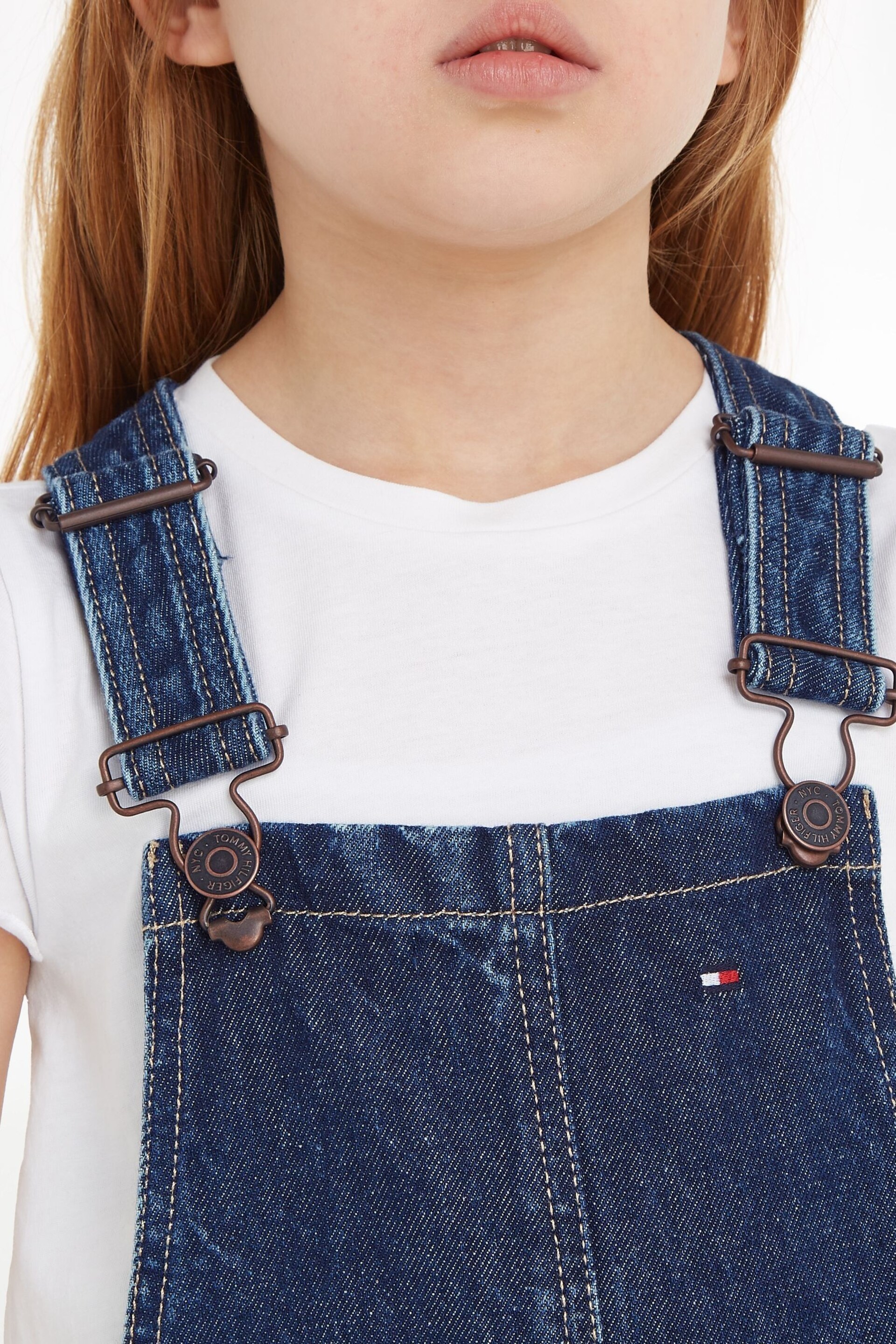 Tommy Hilfiger Blue Denim Dungaree Dress - Image 3 of 6