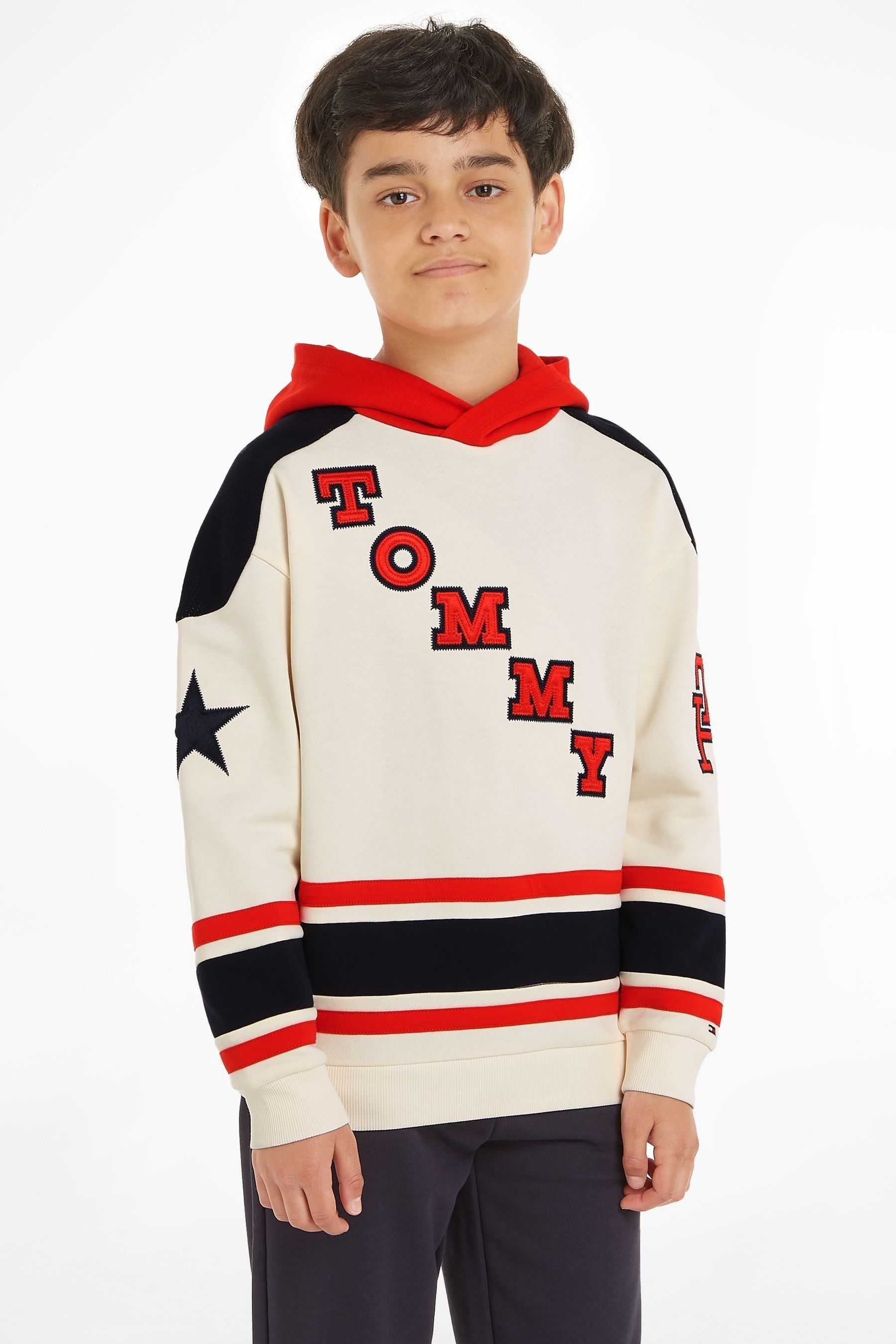 Buy Tommy Hilfiger Cream 100 Cotton Varsity Hoodie from the Next UK online shop