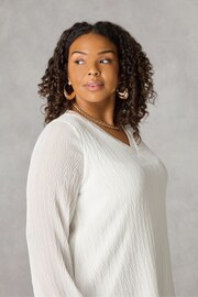 Live Unlimited White Textured Rib Trim Blouse - Image 4 of 5