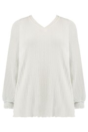 Live Unlimited White Textured Rib Trim Blouse - Image 5 of 5