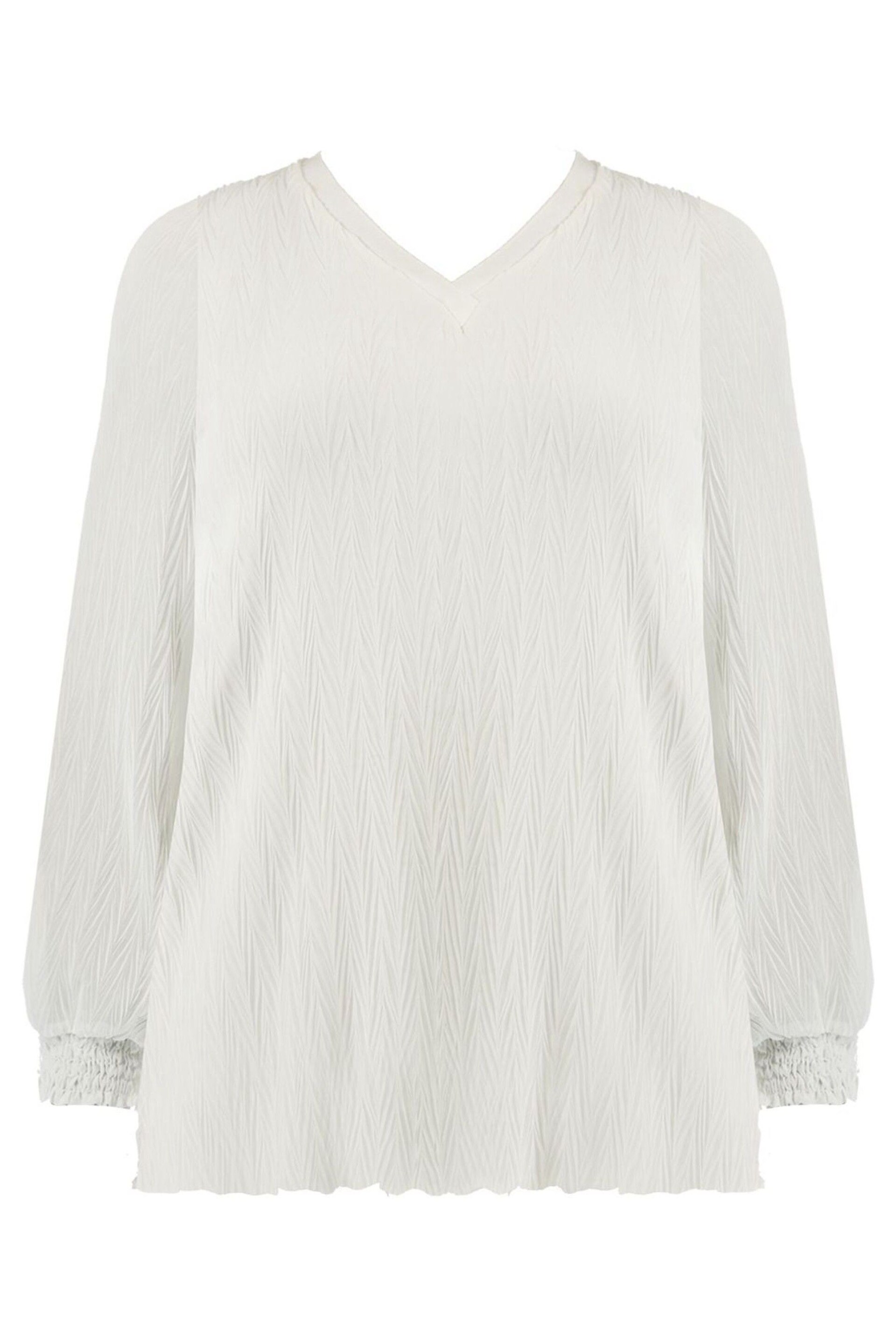 Live Unlimited White Textured Rib Trim Blouse - Image 5 of 5