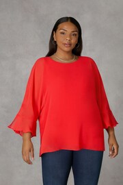 Live Unlimited Red Flute Sleeve Overlay Top - Image 1 of 4