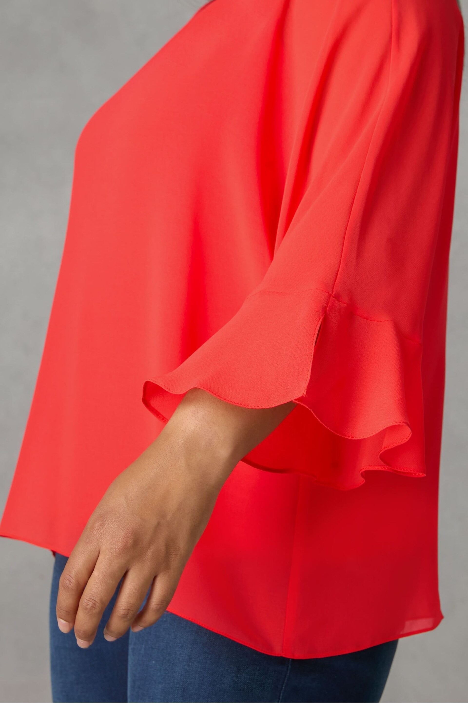 Live Unlimited Red Flute Sleeve Overlay Top - Image 3 of 4