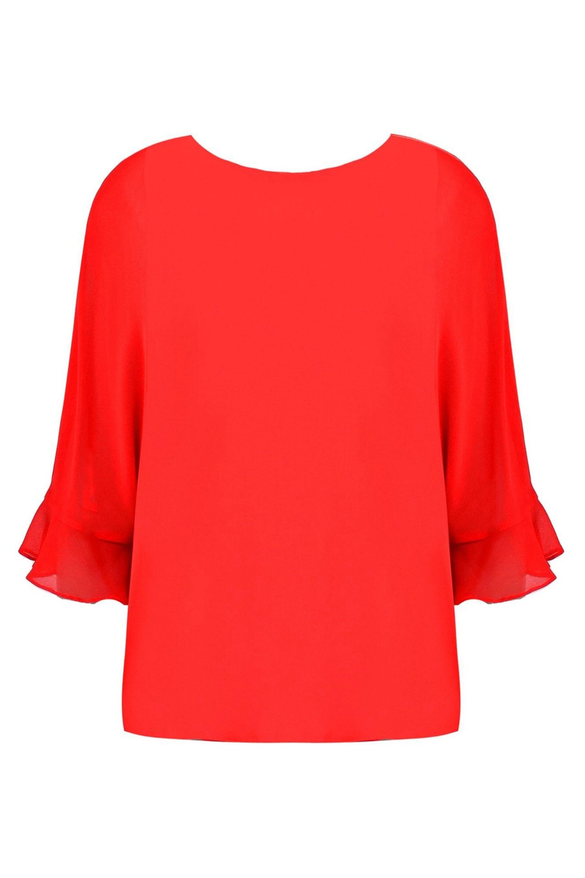 Live Unlimited Red Flute Sleeve Overlay Top - Image 4 of 4