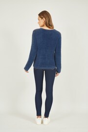 Mela Blue Sequin Snowflake Fluffy Jumper - Image 3 of 4