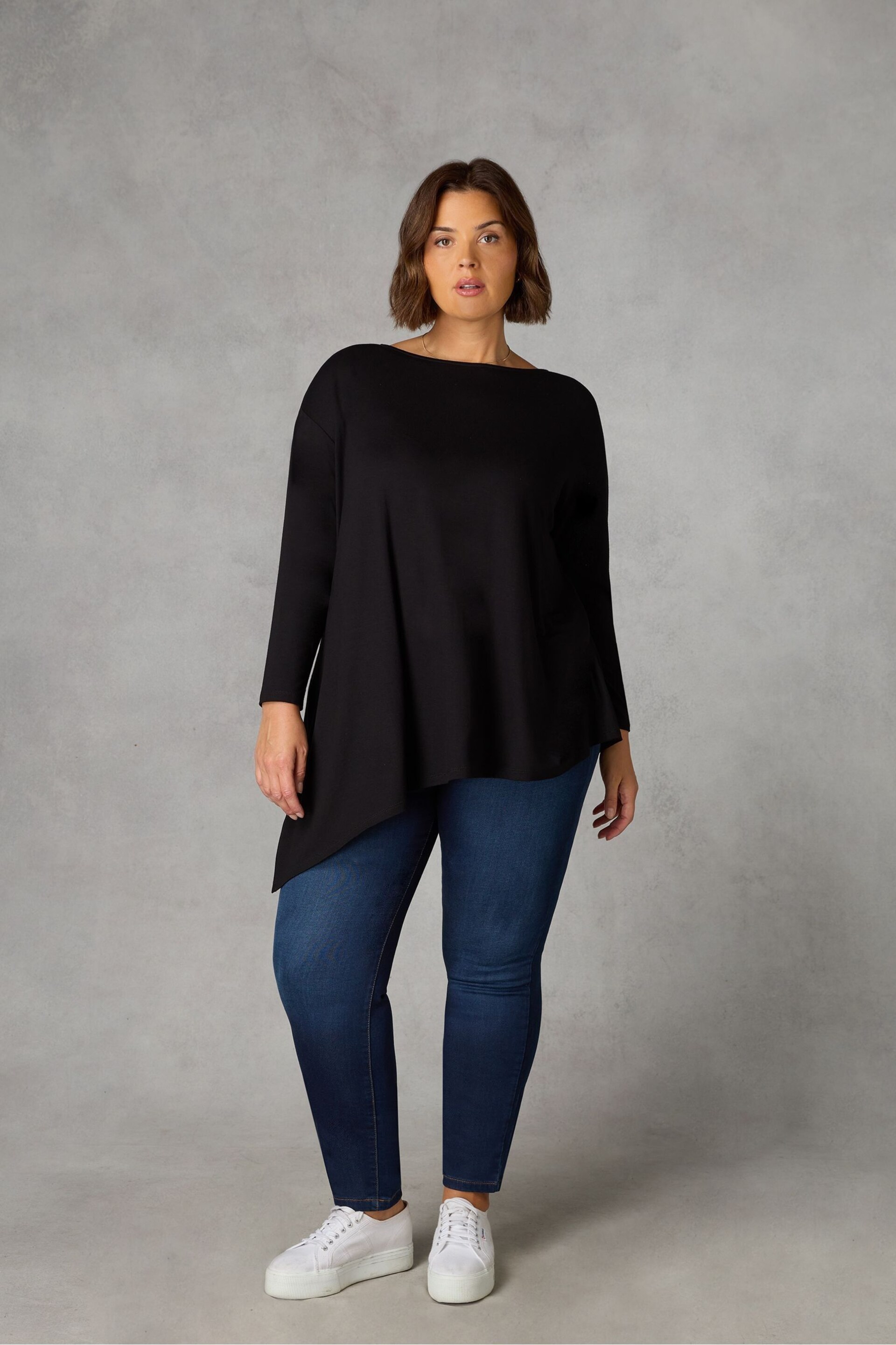 Live Unlimited Black Jersey Asymmetric Hem Top - Image 1 of 4