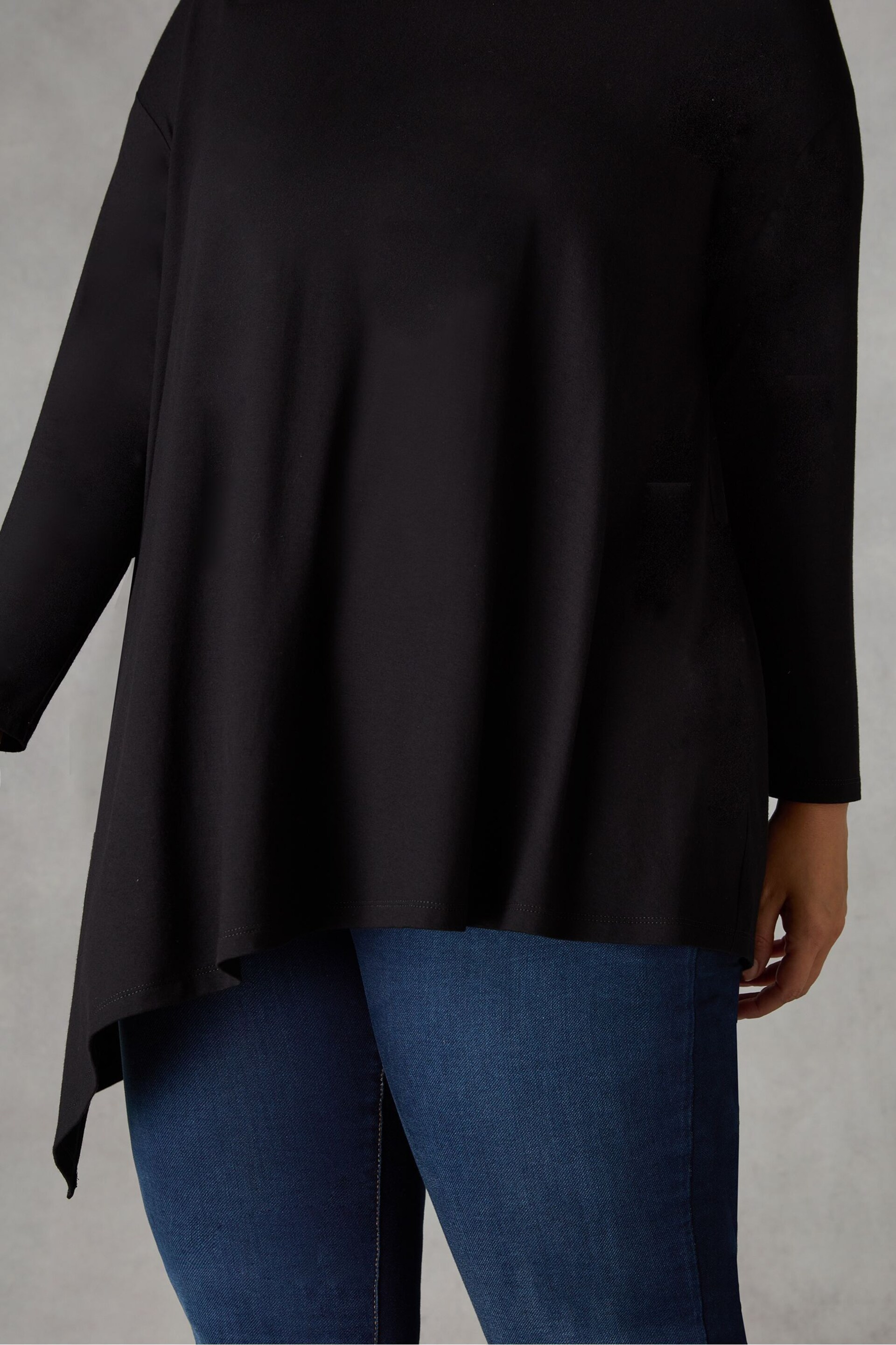 Live Unlimited Black Jersey Asymmetric Hem Top - Image 3 of 4