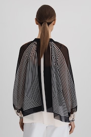 Reiss Black/Cream Charli Printed Button-Through Blouse - Image 5 of 6