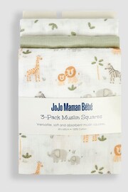 JoJo Maman Bébé Soft Safari 3-Pack Muslin Squares - Image 3 of 3