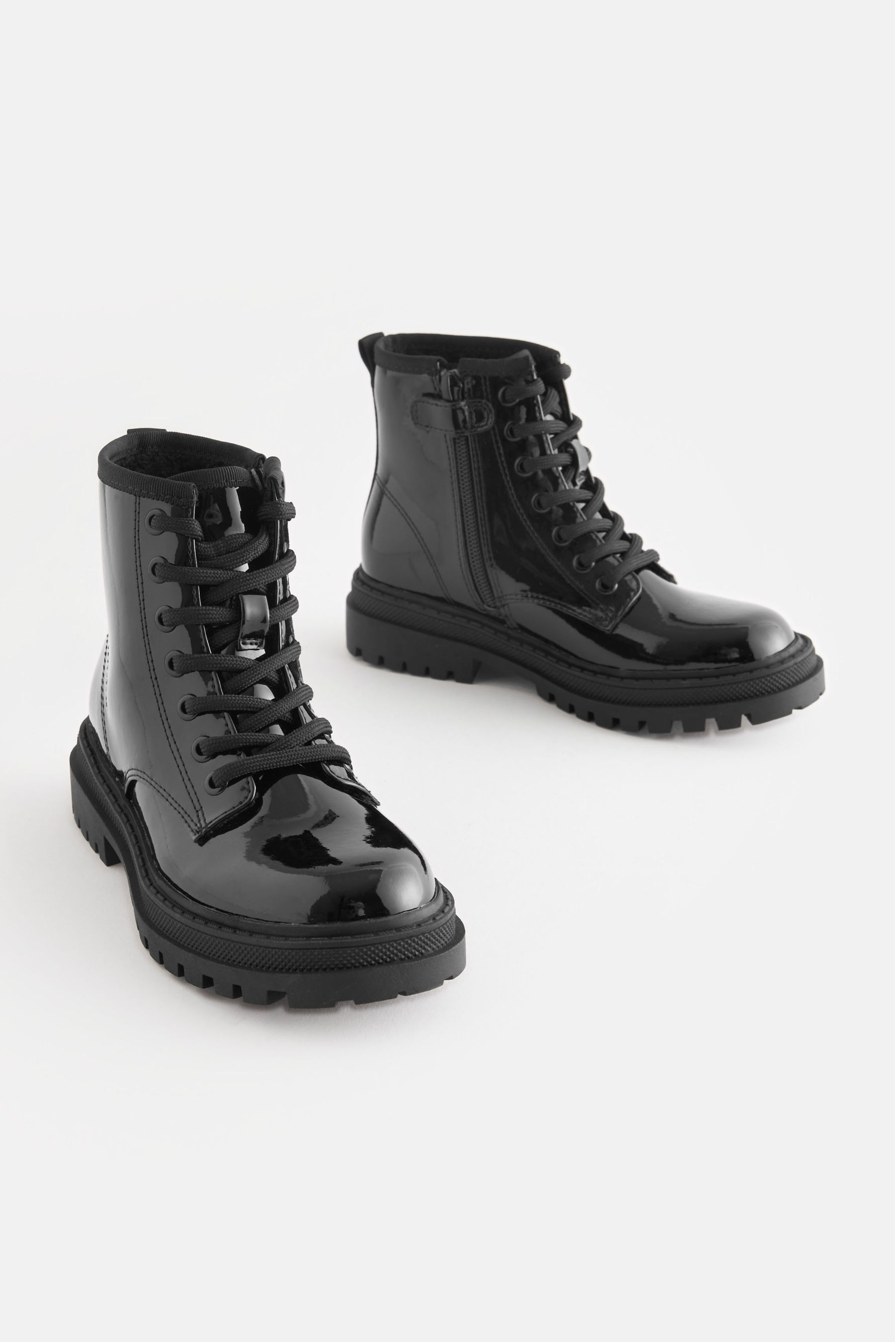 Patent lace up ankle boots hot sale