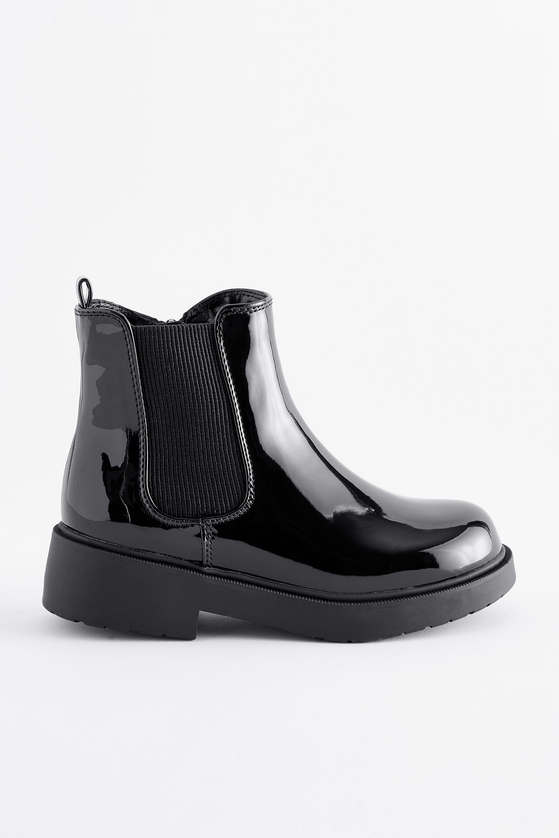 Patent chunky chelsea boots store