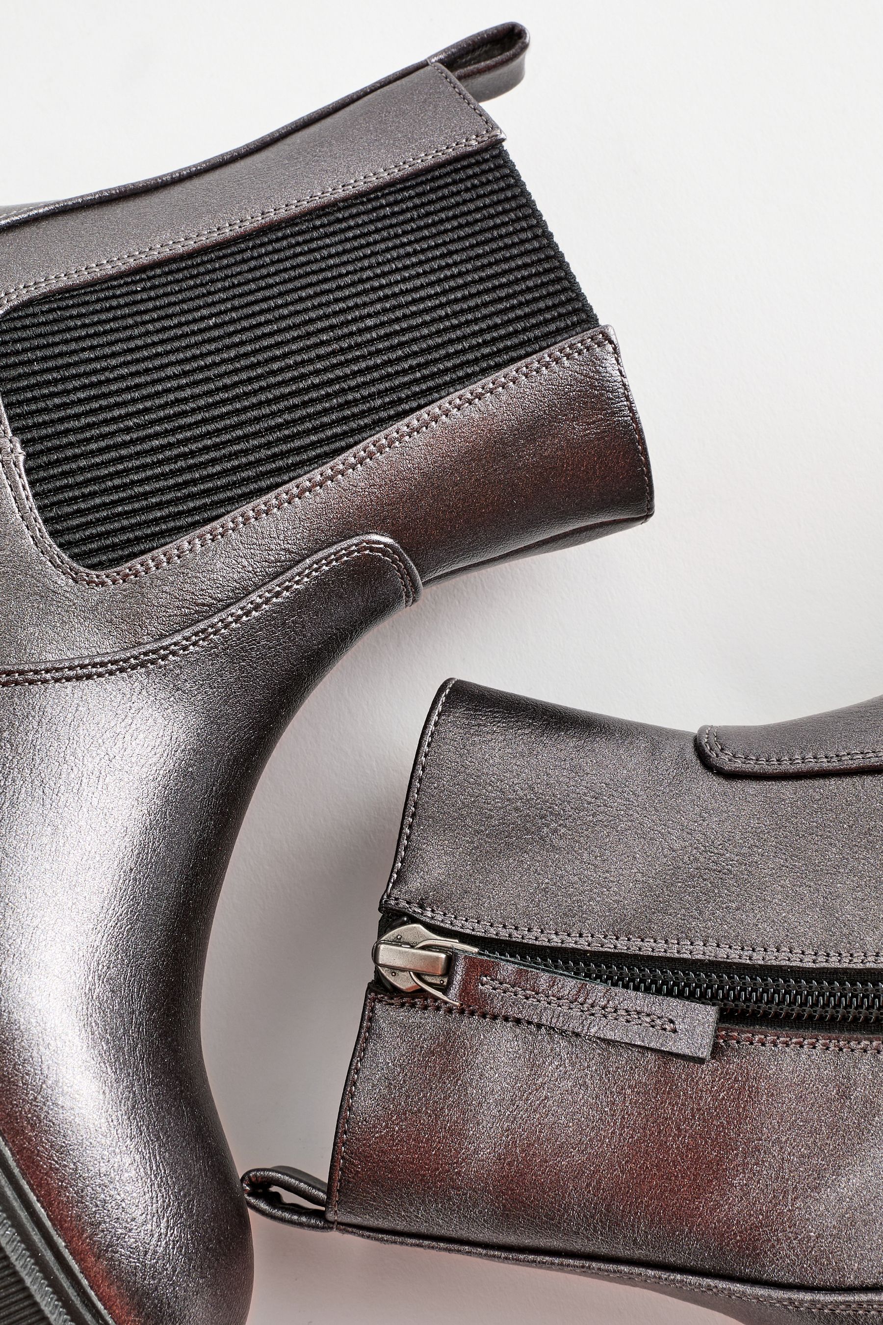 Buy Silver Metallic Standard Fit F Chunky Chelsea Boots from Next Belgium