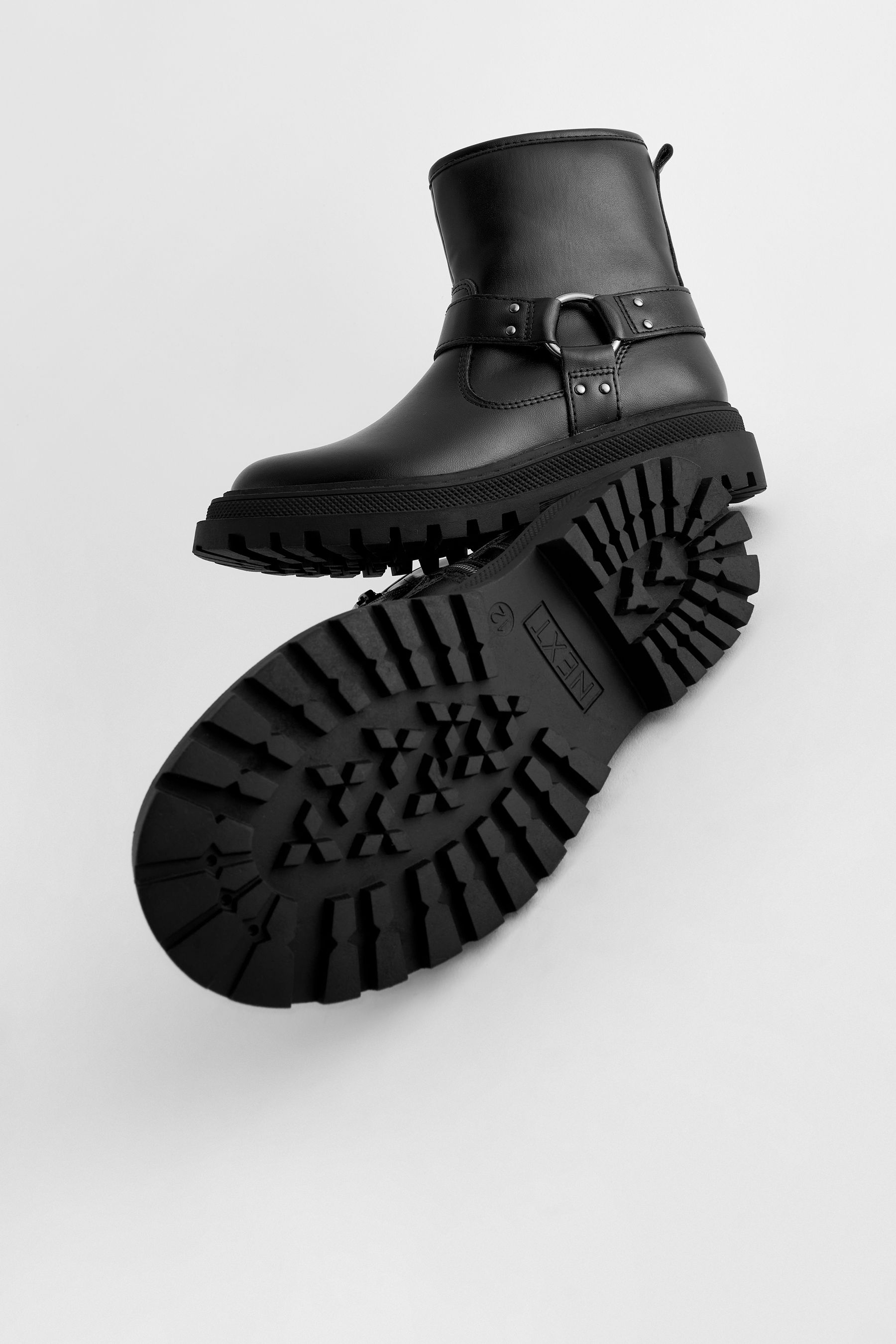 Black Standard Fit F Harness Biker Boots