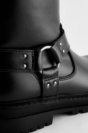 Black Standard Fit (F) Harness Biker Boots - Image 8 of 8