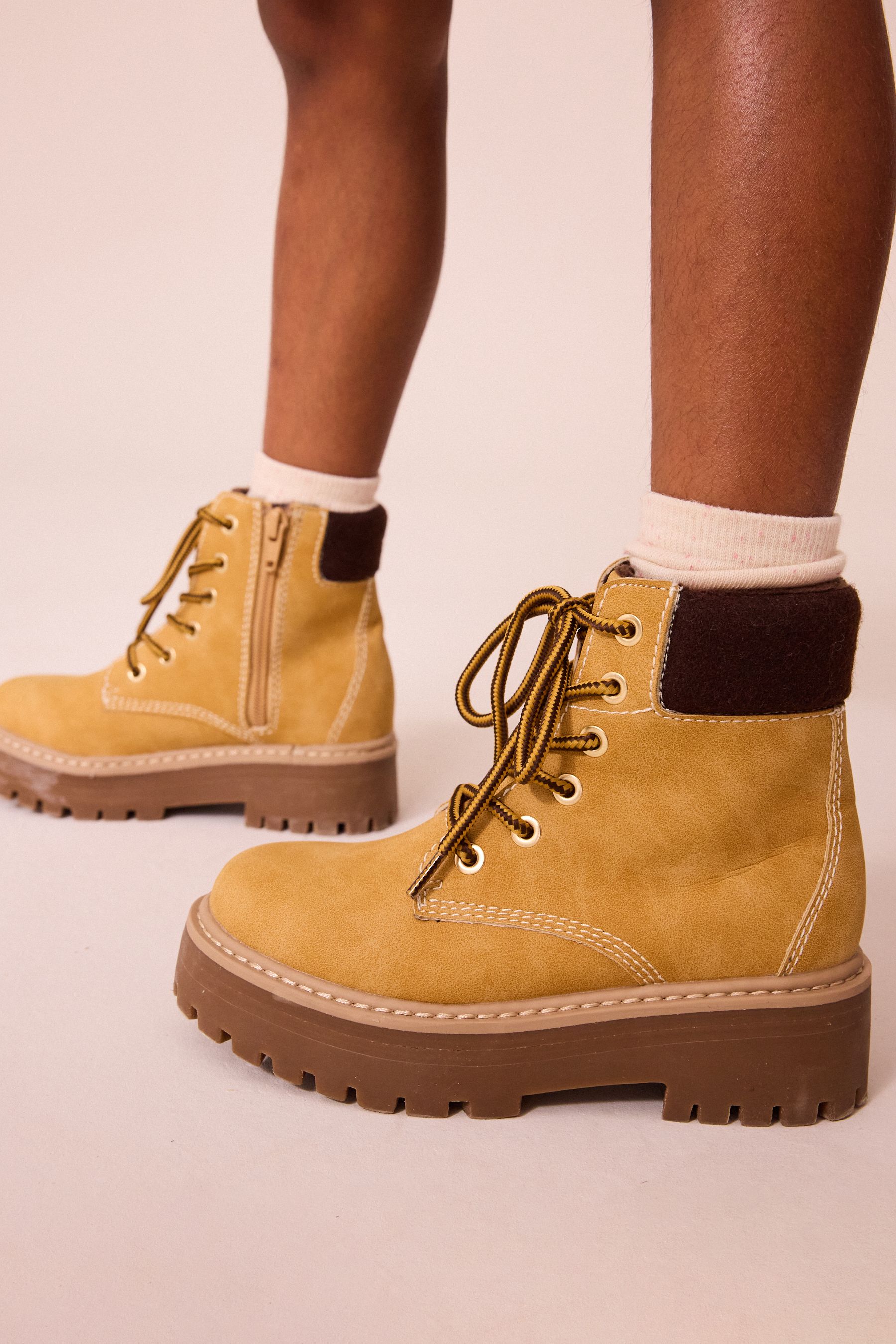 Buy Tan Brown Lace Up Chunky Boots from Next Germany