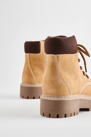 Tan Brown Lace Up Chunky Boots - Image 6 of 7