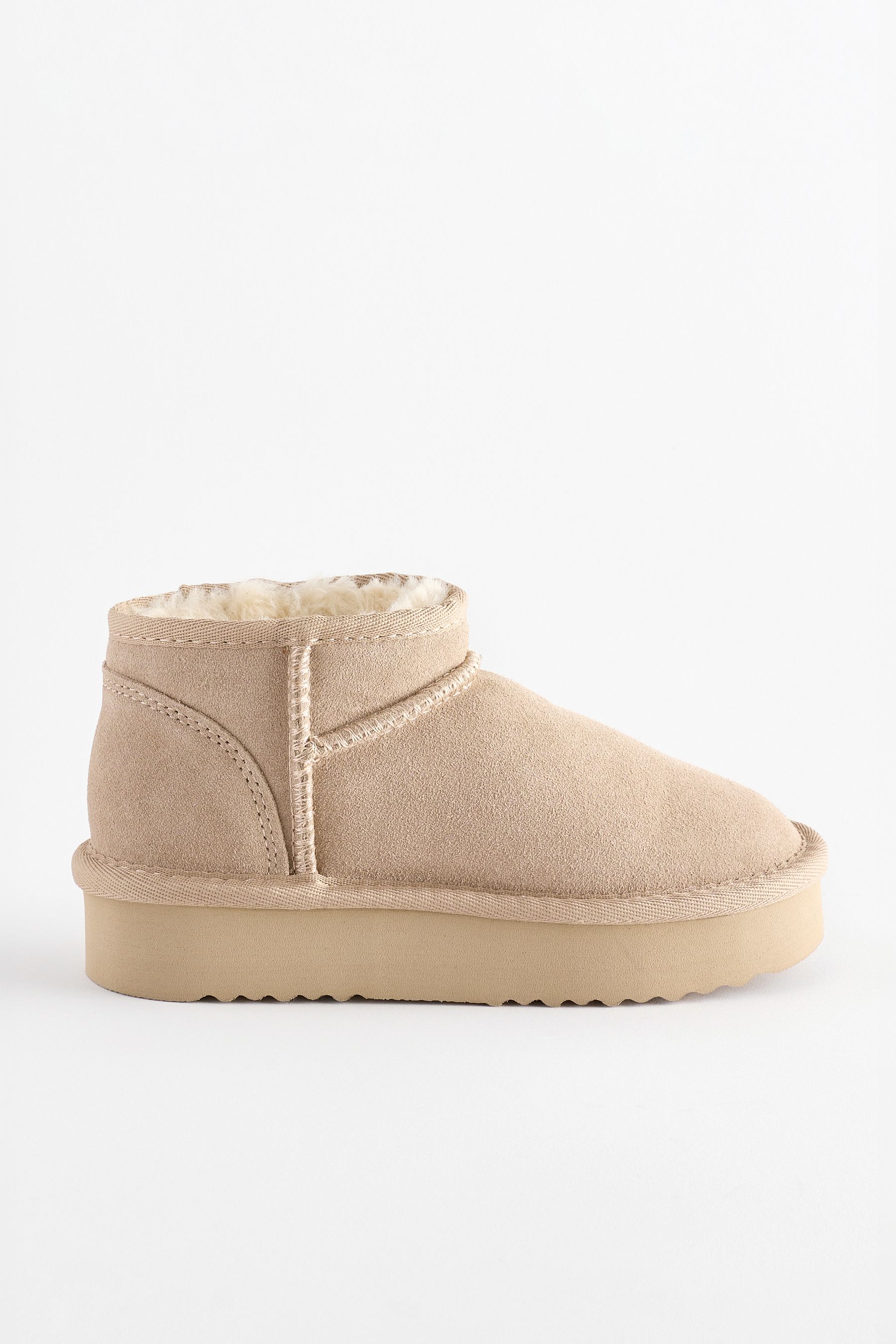Buy Neutral Suede Faux Fur Lined Pull On Ankle Boots from the Next UK online shop