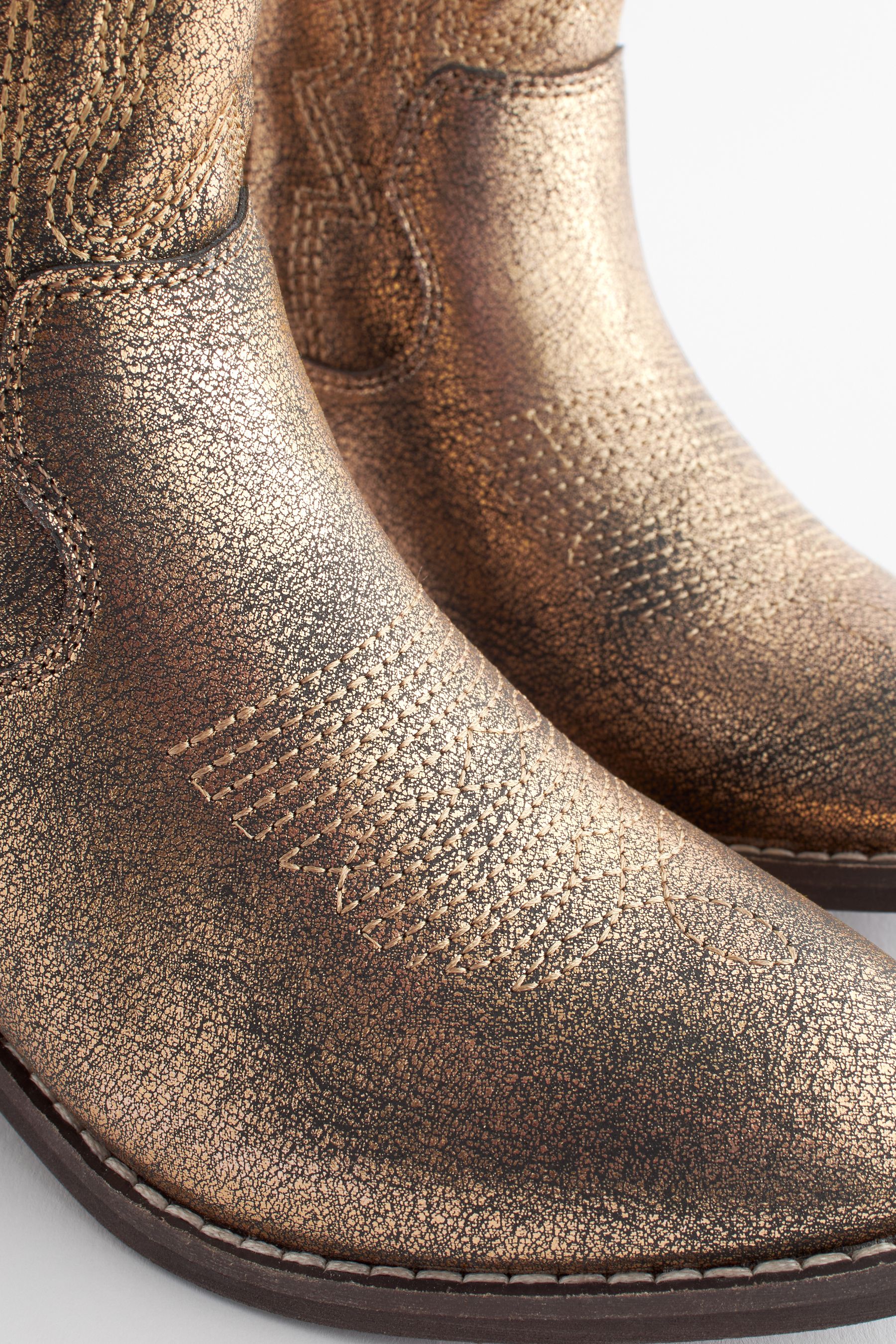 Buy Gold Western Cowboy Ankle Boots from the Next UK online shop