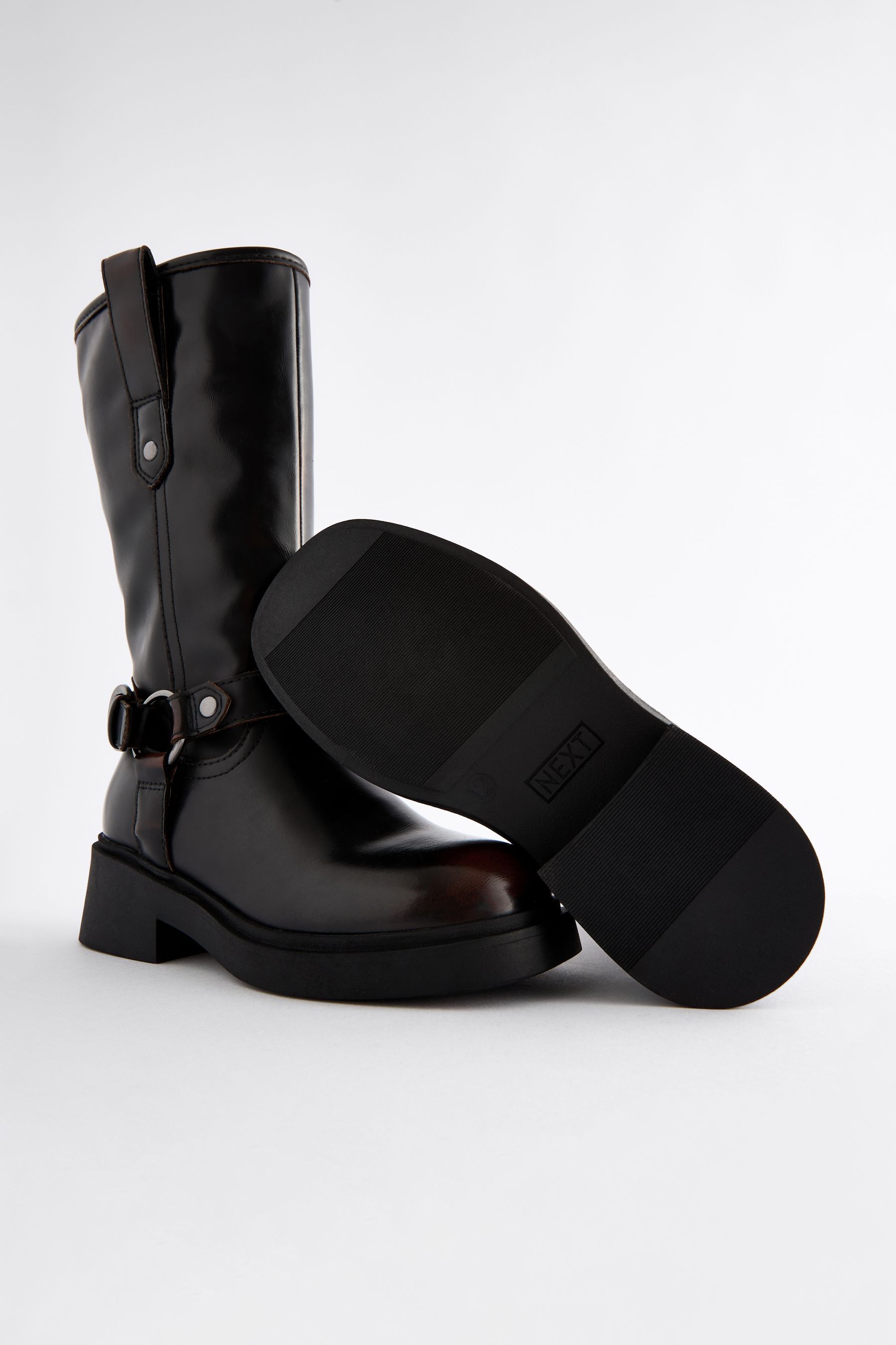 Next black biker boots deals