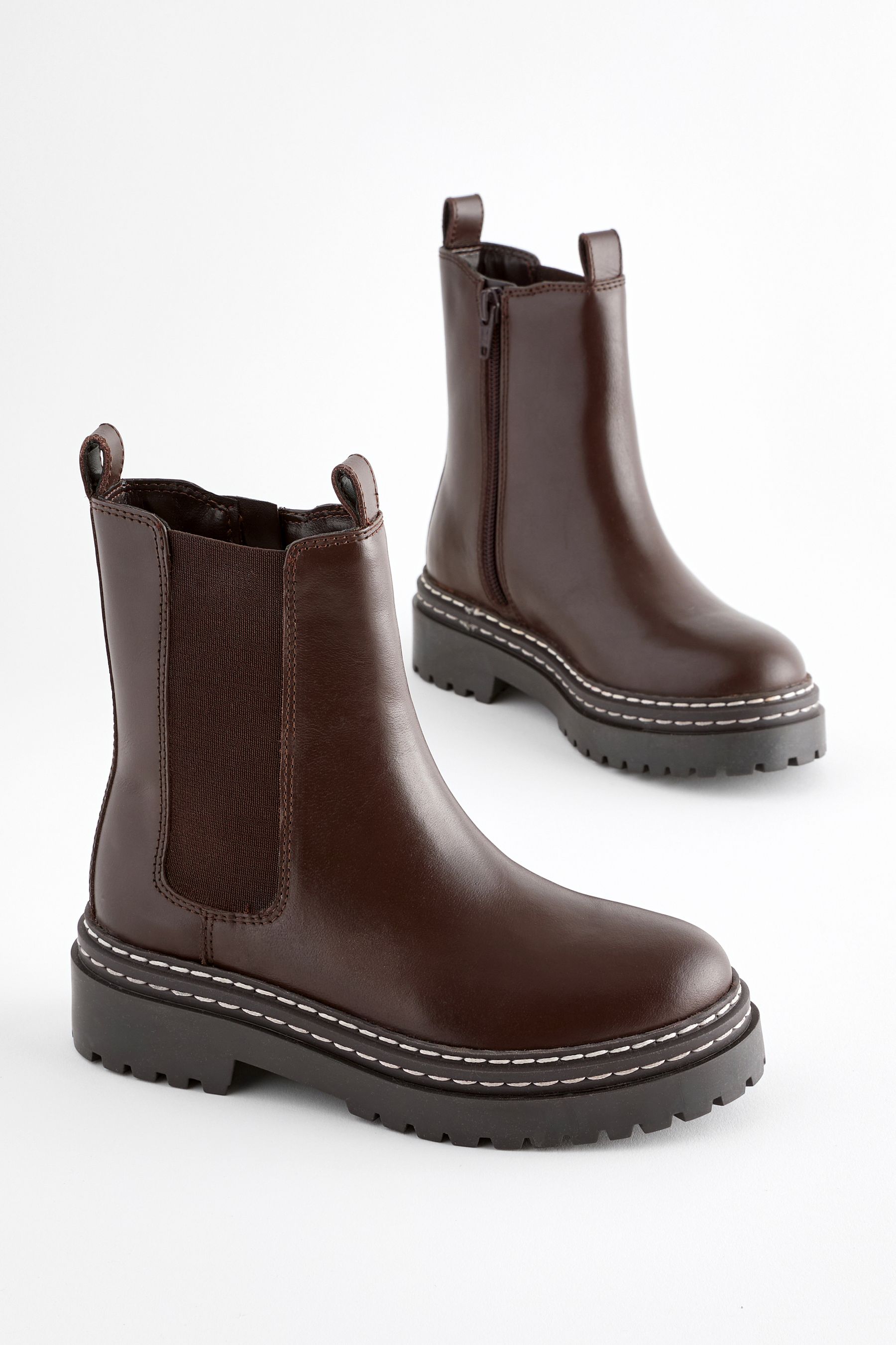 Buy Brown Leather Chunky Chelsea Boots from Next Ireland