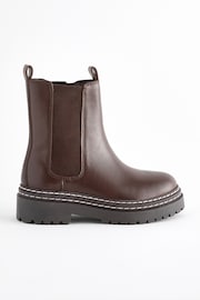 棕色 - Leather Chunky Chelsea Boots - 圖片 2，共 5