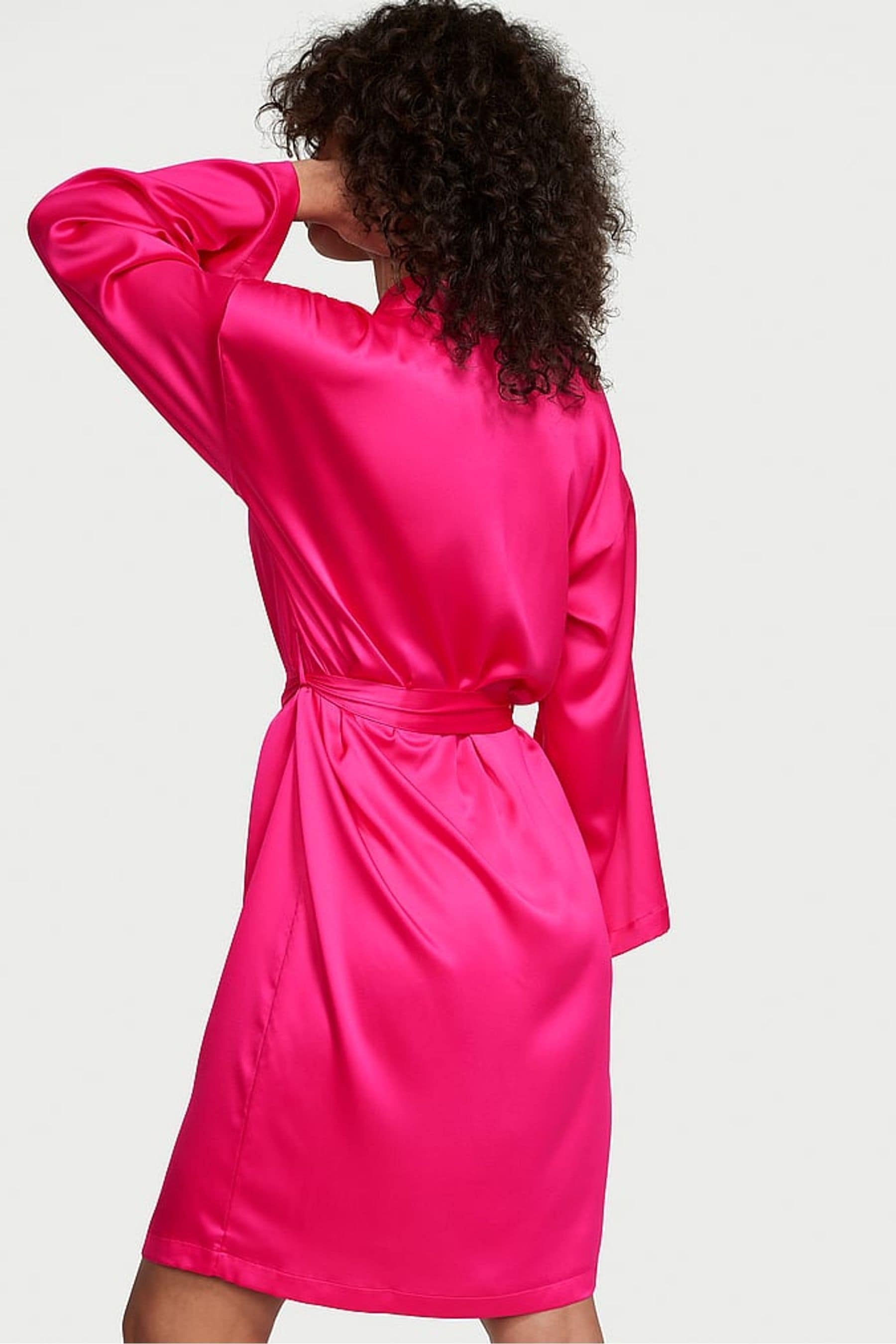 Pink satin robe hot sale