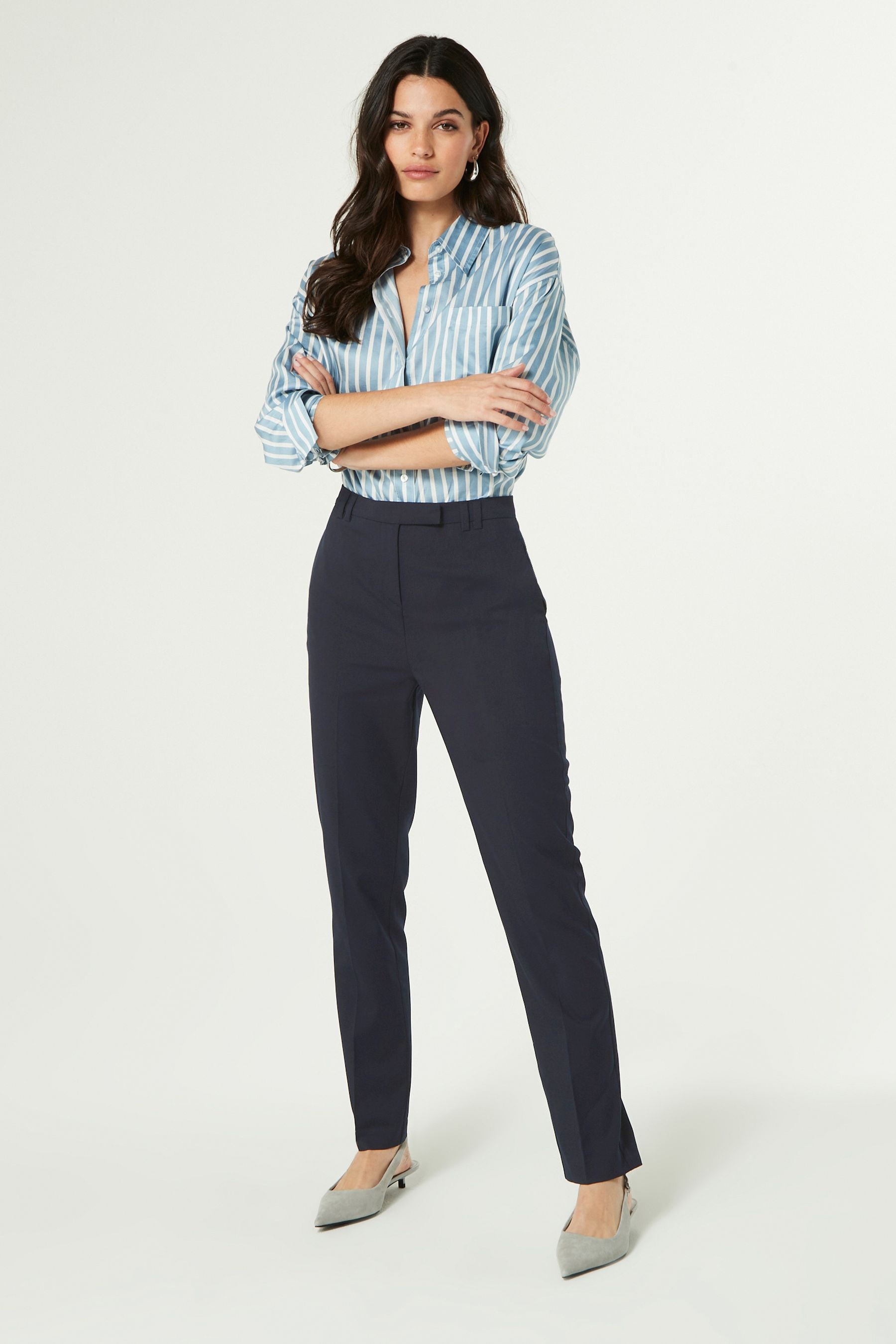 Buy Navy Tailored Slim Trousers from the Next UK online shop