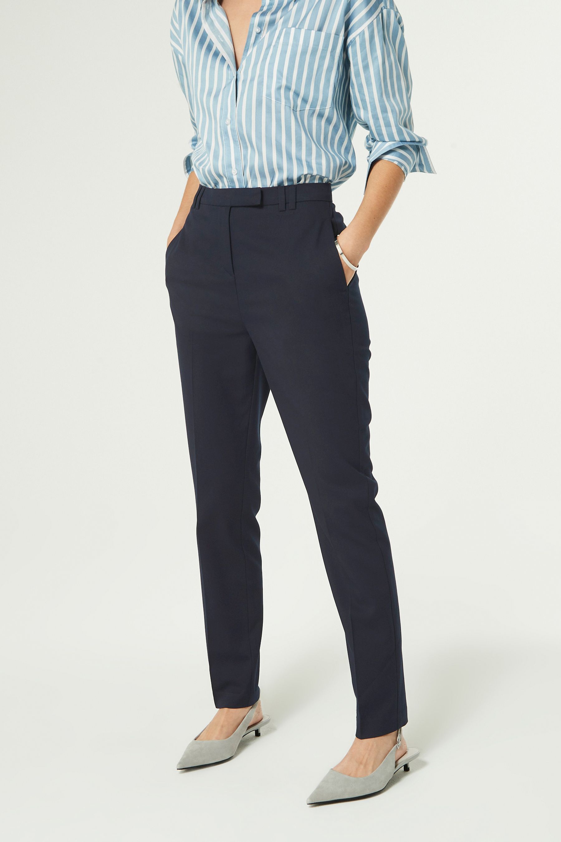 Buy Navy Tailored Slim Trousers from the Next UK online shop