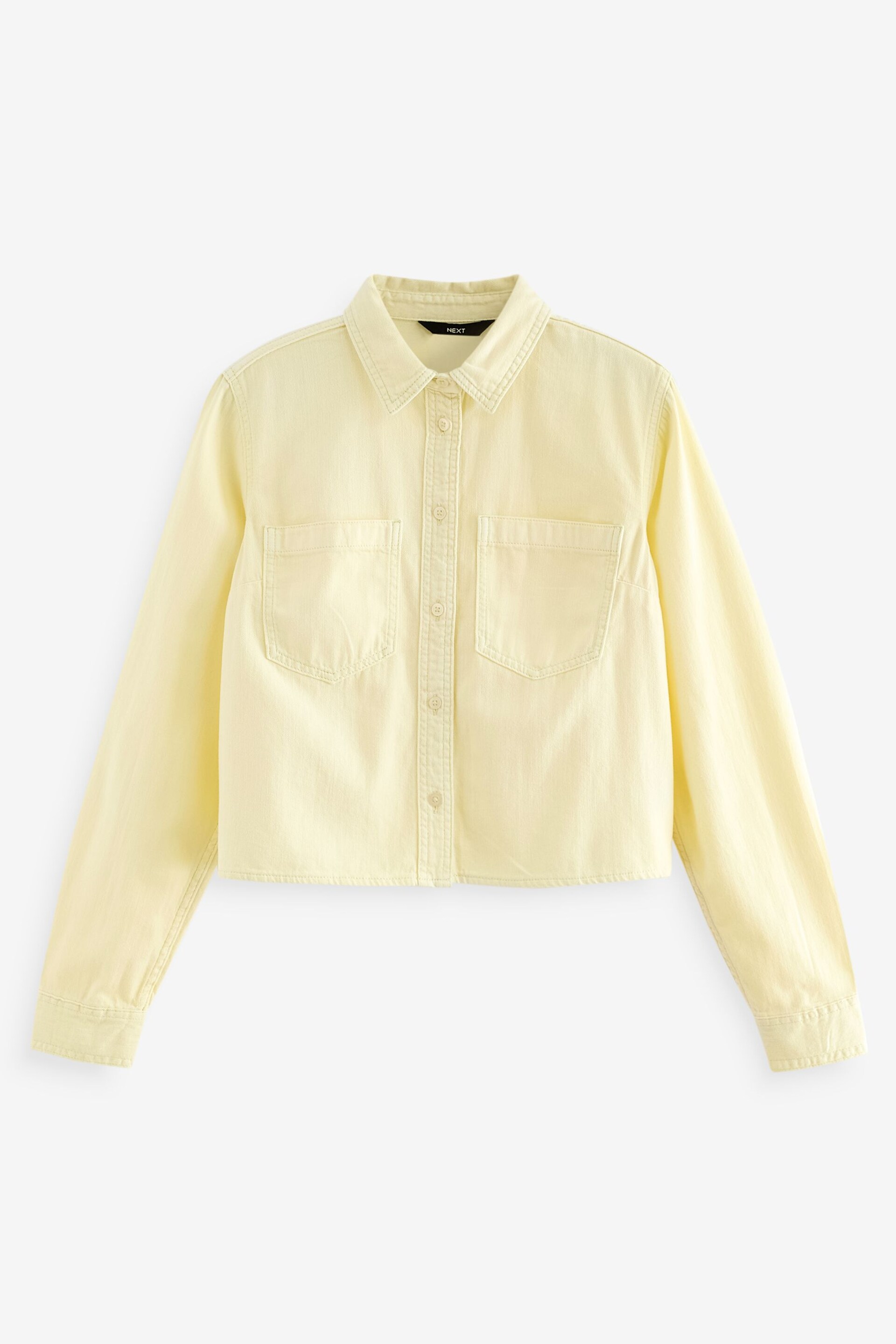 Lemon Yellow Cropped Denim Shirt - Image 5 of 6